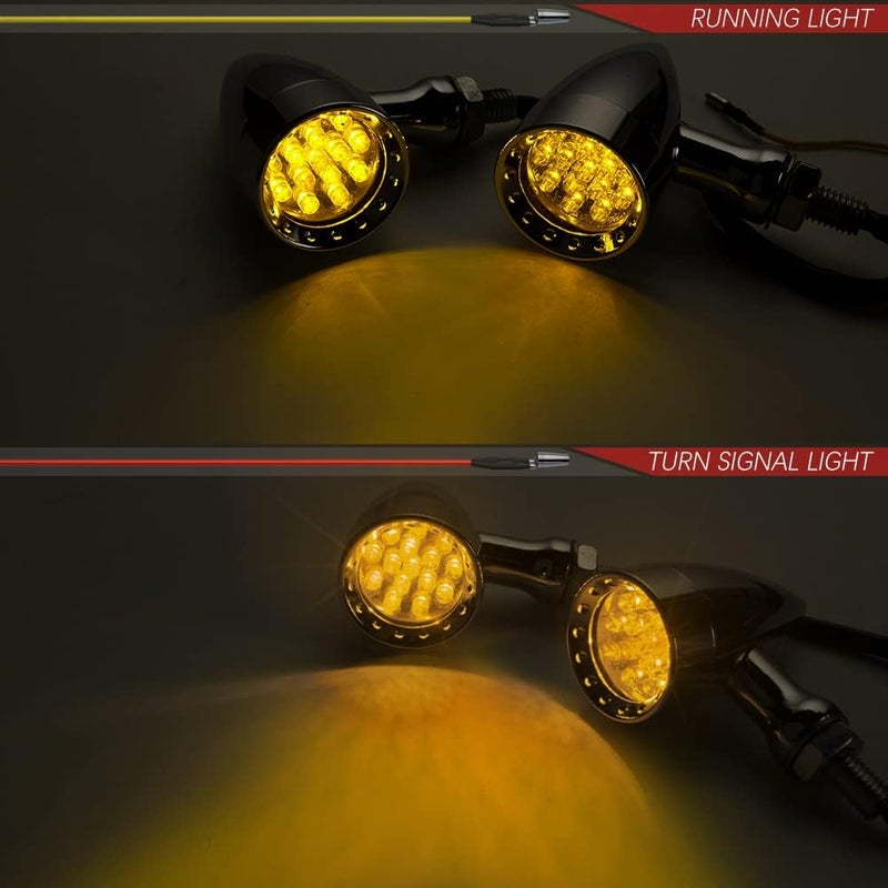 KICRY Motorcycle Turn Signals LED Bullet Front Rear Indicator Lights Universal Compatible for Harley Davidson Cruiser Iron Softail Street Bike Honda Shadow Yamaha Chopper Bobber Cafe Racer(Chrome/Amber-B) - Image 3